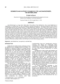 Sediments and Nutrient Dynamics in the Lake Markermeer, the Netherlands