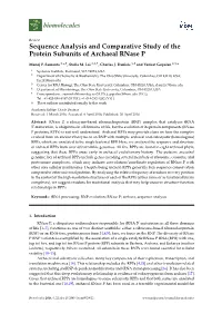 Sequence Analysis and Comparative Study of the Protein Subunits of Archaeal Rnase P