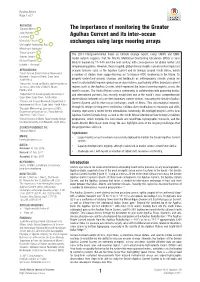 The Importance of Monitoring the Greater Agulhas Current and Its