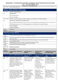 26TH – 28TH SEPTEMBER, 2016 MONDAY 26TH SEPTEMBER, 2016 7.00 – 9.00 Arrival and Registration A.M