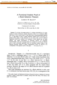 A Functional Analytic Proof of a Bore1 Selection Theorem