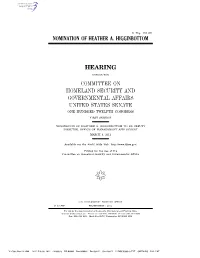 Nomination of Heather A. Higginbottom Hearing