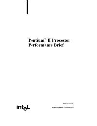 Pentium II Processor Performance Brief