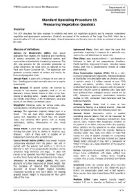 Standard Operating Procedure 15 Measuring Vegetation Quadrats Overview