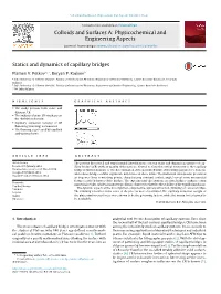 Statics and Dynamics of Capillary Bridges