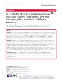 Susceptibility of Field-Collected Phlebotomus Argentipes