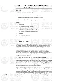 Unit 2 the Product Management Process