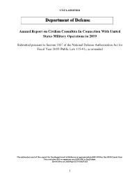 Annual Report on Civilian Casualties in Connection with United States Military Operations in 2019