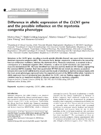 Difference in Allelic Expression of the CLCN1 Gene and the Possible Influence on the Myotonia Congenita Phenotype