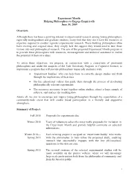 Experiment Month: Helping Philosophers to Engage Empirically June 30, 2009
