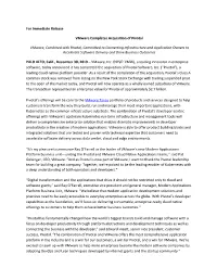 For Immediate Release Vmware Completes Acquisition of Pivotal