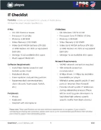 Hardware / Network Specifications