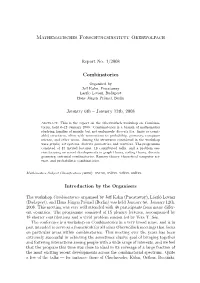 Mathematisches Forschungsinstitut Oberwolfach Combinatorics