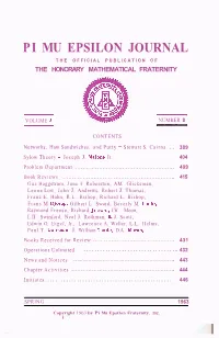 Pi Mu Epsilon Journal the Official Publication of the Honorary Mathematical Fraternity - Volume 3 Number 8