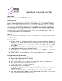 Wildlife and Conservation Intern