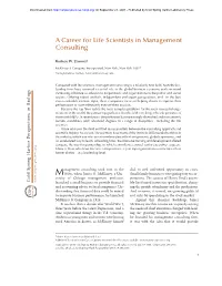 A Career for Life Scientists in Management Consulting