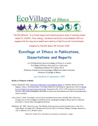 Ecovillage at Ithaca in Publications, Dissertations and Reports