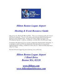 Hilton Boston Logan Airport Meeting & Event Resource Guide