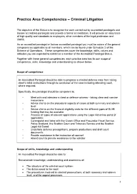Practice Area Competencies – Criminal Litigation
