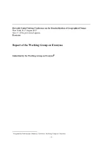 Report of the Working Group on Exonyms Conference
