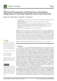 Statistical Characteristics of the Response of Sea Surface Temperatures to Westward Typhoons in the South China Sea
