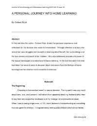 A Personal Journey Into Home Learning