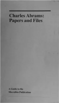 Charles Abrams: Papers and Files