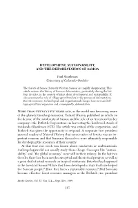 Development, Sustainability, and the Deforestation of Samoa