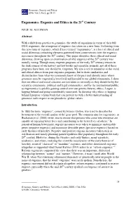 Eugenomics: Eugenics and Ethics in the 21 Century