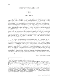 Interview with José Lambert