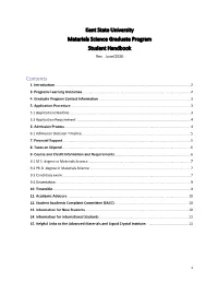 Materials Science Graduate Program Student Handbook Rev