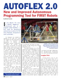 New and Improved Autonomous Programming Tool for FIRST Robots by Brian Cieslak