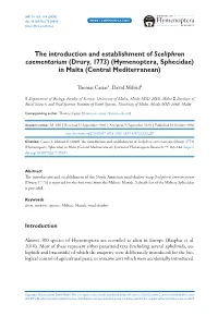 ﻿The Introduction and Establishment of Sceliphron Caementarium (Drury