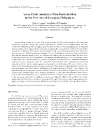Value Chain Analysis of Pen Shell (Baloko) in the Province of Sorsogon, Philippines