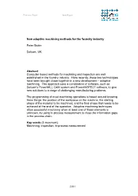 238/1 New Adaptive Machining Methods for the Foundry Industry