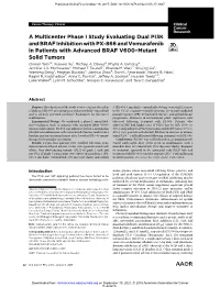 A Multicenter Phase I Study Evaluating Dual PI3K and BRAF