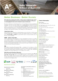 Aalto University School of Business Fact Sheet 2021—2022