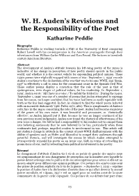 Auden's Revisions and the Responsibility of the Poet