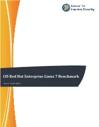 CIS Red Hat Enterprise Linux 7 Benchmark