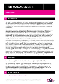CMI Checklist: Risk Management