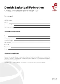 Danish Basketball Federation Contract for Basketball Player Version 3.0.0