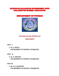 Department of Physics Second Allied Physics Iii
