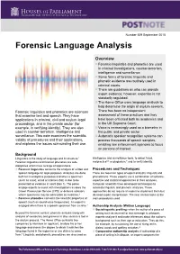 Forensic Language Analysis