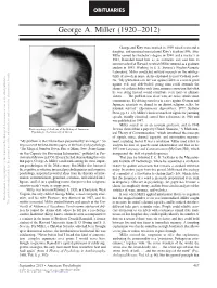 George A. Miller (1920–2012)