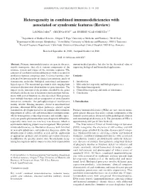 Heterogeneity in Combined Immunodeficiencies with Associated Or Syndromic Features (Review)