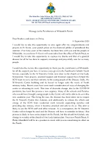 Message from Archbishop John Wilson to the Parish of Whitstable