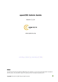 Opencrx Admin Guide