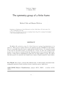 The Symmetry Group of a Finite Frame