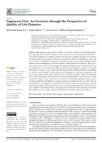 Vegetarian Diet: an Overview Through the Perspective of Quality of Life Domains