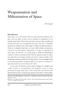 Weaponisation and Militarisation of Space